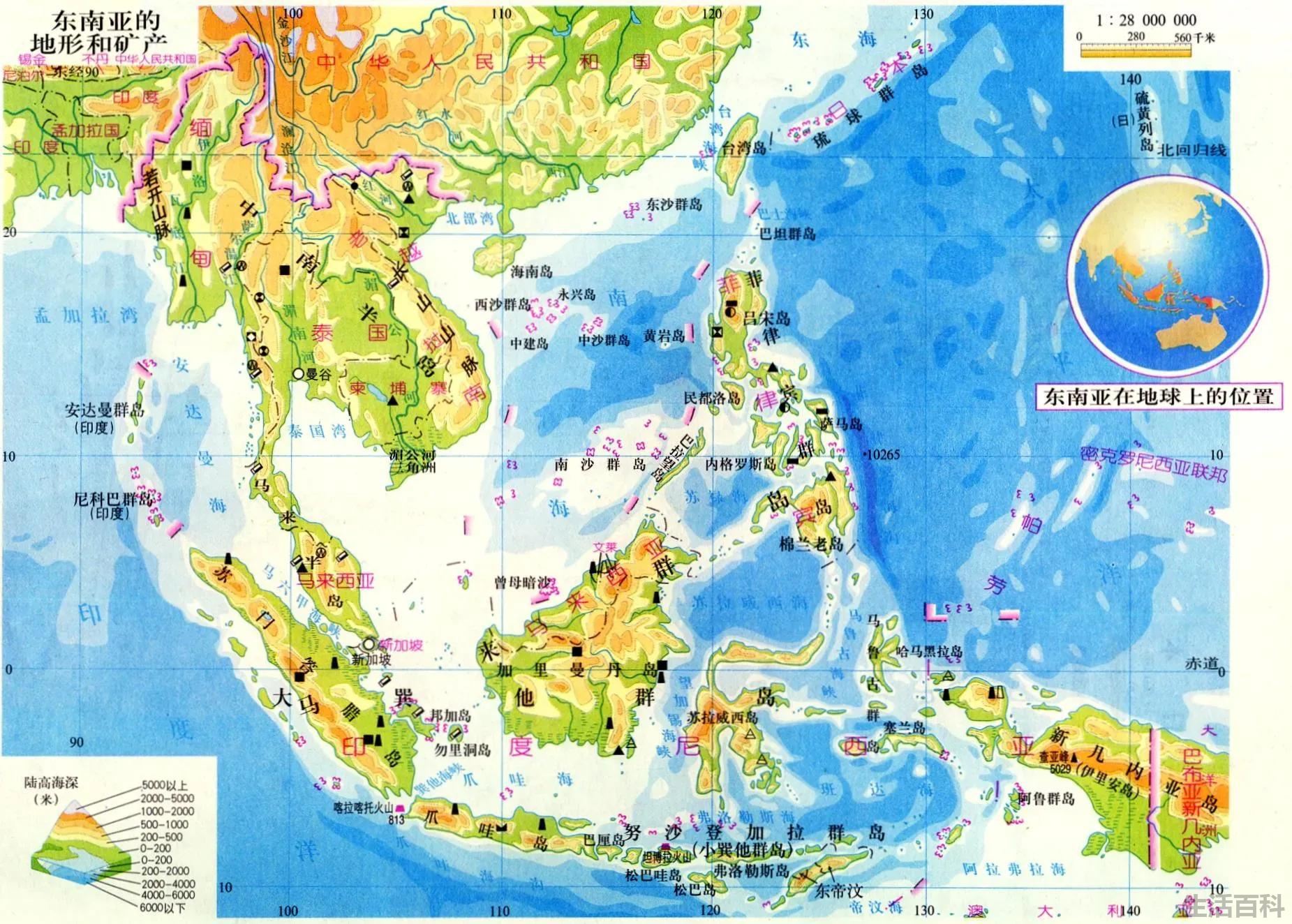东南亚在中国的哪个方向