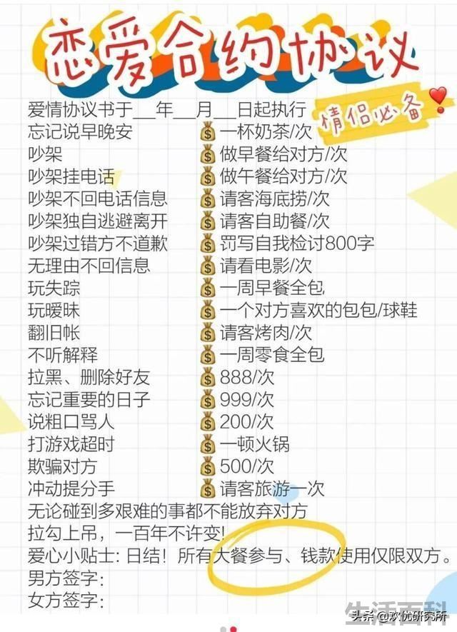 我们的一生一世爱情合约怎么写