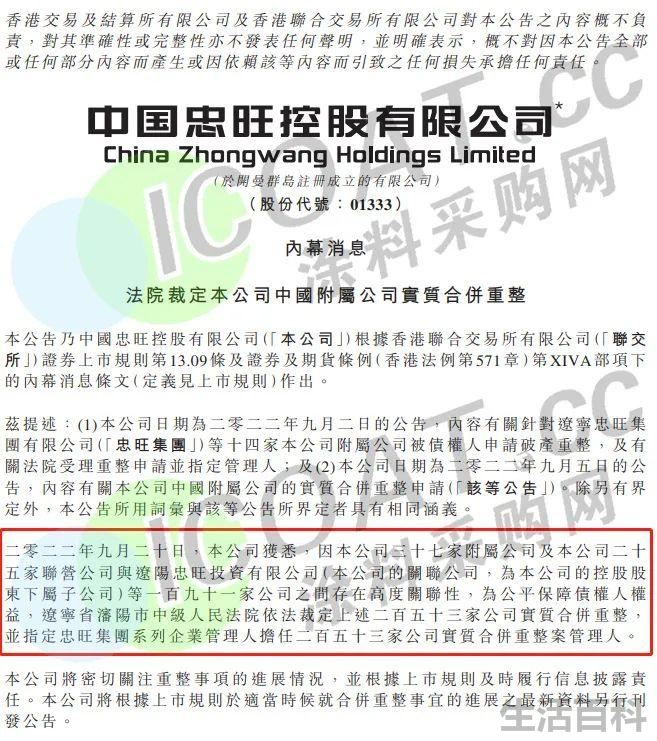 忠旺集团重组最新消息