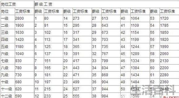 事业单位专业技术人员基本工资标准表
