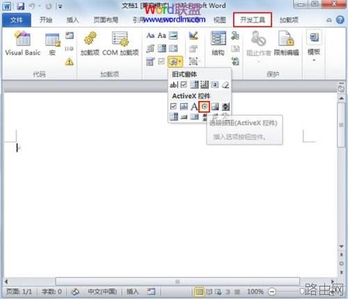 Word2010中单选框怎样制作