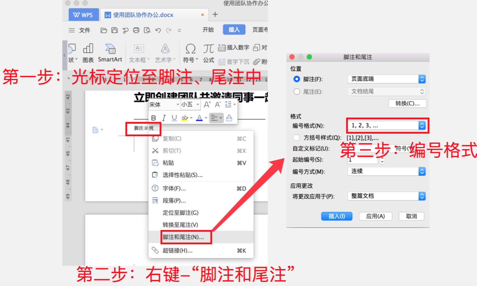 WPS如何更改文档中脚注、尾注的编号格式？